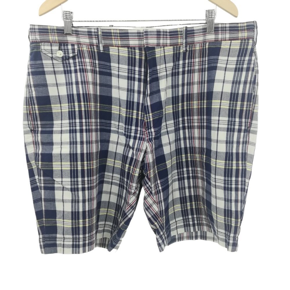 Polo Ralph Lauren Mens Plaid Lightweight Flat Front Shorts Size 40 Cotton Blue